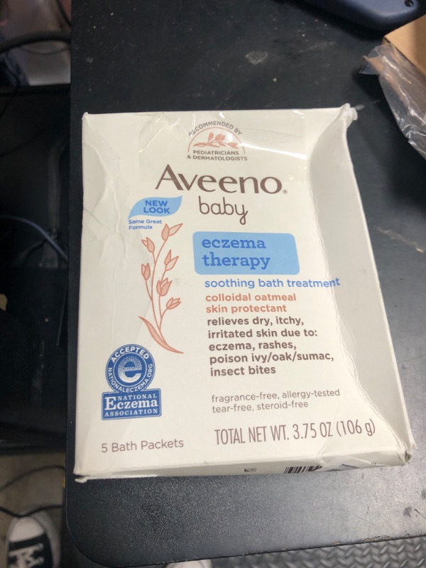 Photo 1 of Aveeno Baby Eczema Therapy Soothing Bath Treatment for Relief of Dry, Itchy and Irritated Skin, Made with Soothing Natural Colloidal Oatmeal, 5 ct. EXP 01/2027