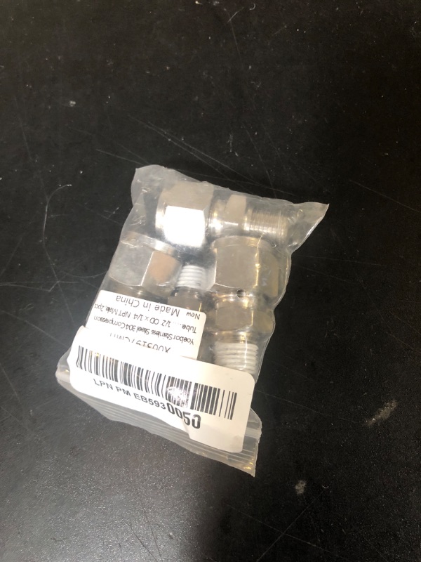 Photo 1 of Yoebor Stainless Steel 304 Compression Tube Fitting Straight Adapter Connector with Double Ferrules 1/2" OD x 1/4" NPT Male, Pack of 2