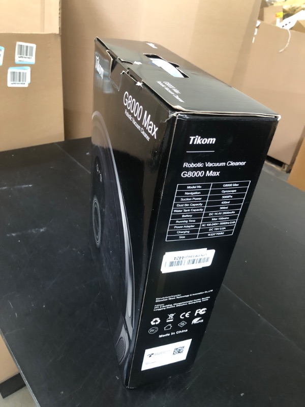 Photo 1 of Tikom Robot Vacuum and Mop Combo, 5000Pa Robotic Vacuum Cleaner, 150 Min Max, App & Remote Control, Idear for Hard Floor, Carpet, Pet Hair, Self-Charge(G8000 Max)