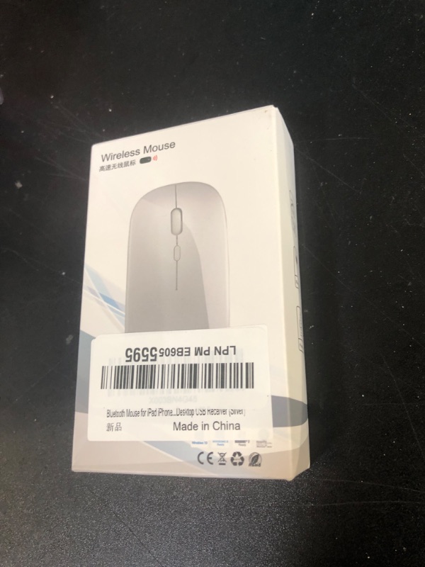 Photo 1 of Wireless Bluetooth Mouse for Apple iPad iPhone MacBook Android Samsung Tablet Phone Dual-Mode Rechargeable 2.4G Portable Computer Mice for Windows Laptop Notebook PC Mac Desktop USB Receiver (Silver)