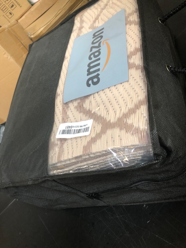 Photo 1 of Wonnitar Outdoor Rug 6x9, Waterproof Patios Rug Reversible Plastic Straw Rug, Large Outside Area Rug, Portable Indoor Outdoor Carpet for Picnic Balcony Backyard Porch Deck (Beige & Brown,6'x9')