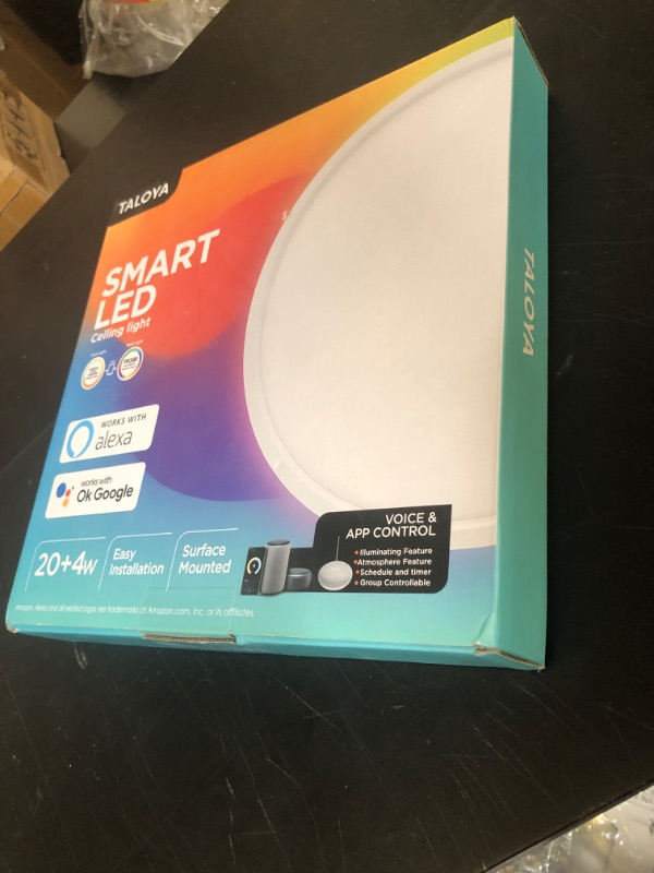 Photo 1 of TALOYA Smart Ceiling Light Flush Mount LED WiFi,Compatible with Alexa Google Home,Dimmable Low Profile Ambient Light Fixture for Bedroom Living Room Hallway Kitchen Nursery,12 Inch,RGB