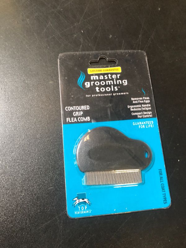 Photo 1 of Master Grooming Tools Contoured Grip Flea Combs — Ergonomic Combs for Removing Fleas, Black, 3-inch