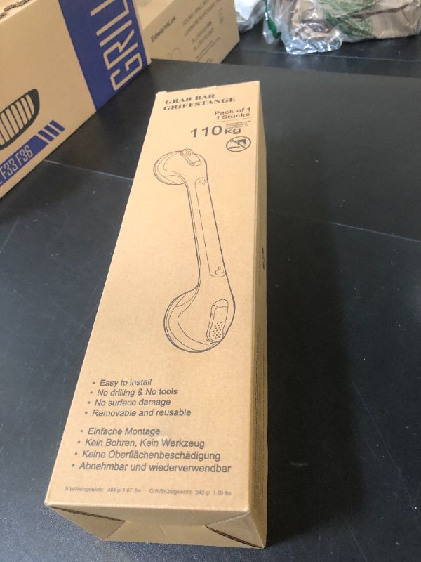 Photo 1 of LEVERLOC Grab Bars for Bathtubs and Showers, Shower Handle 17 Inch Strong Suction Bath Handrails, Safety Grip for Bathroom Chair, Bathroom Grab Bar for Senior No Drilling Waterproof,Silver