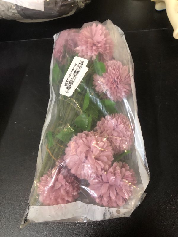 Photo 1 of Floweroyal 12pcs Artificial Chrysanthemum Ball Flowers Silk Hydrangea Bridal Wedding Bouquet for Home Garden Party Office Coffee House Decoration (Purple)