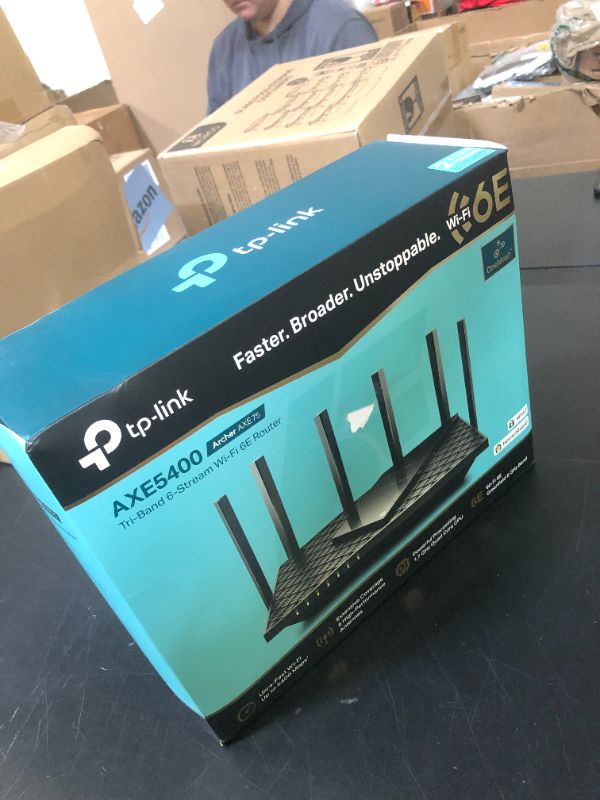 Photo 1 of TP-Link AXE5400 Tri-Band WiFi 6E Router (Archer AXE75)- Gigabit Wireless Internet Router, ax Router for Gaming, VPN Router, OneMesh, WPA3, Black