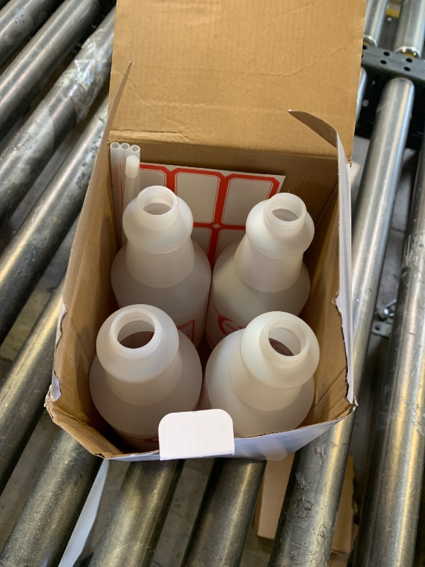 Photo 1 of Uineko Plastic Spray Bottle (4 Pack, 24 Oz, All-Purpose) Heavy Duty Spraying Bottles Leak Proof Mist Empty Water Bottle for Cleaning Solution Planting Pet with Adjustable Nozzle and Measurements