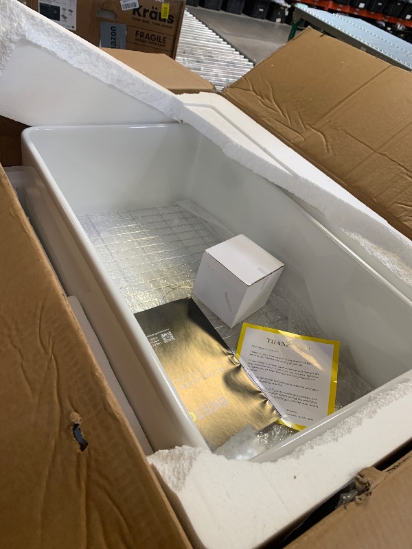 Photo 1 of TUKTUK White Farmhouse Sink 30 Inch Farm Sink Fireclay Apron Front Single Bowl Kitchen Sinks Deep Drop In Undermount Kitchen Sink Luxury Modern Style Accessory Kit Included