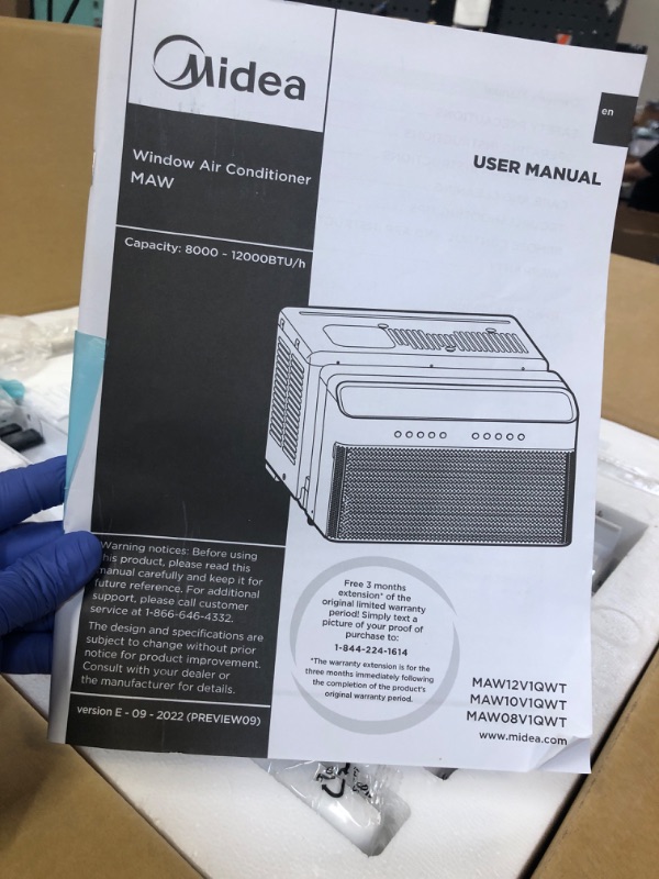 Photo 1 of Midea 10,000 BTU U Shaped Smart Inverter Window Air Conditioner, Cools up to 450 Sq. Ft.,Ultra Quiet with Open Window Flexibility, Works with Alexa/Google Assistant, 35% Energy Savings, Remote Control