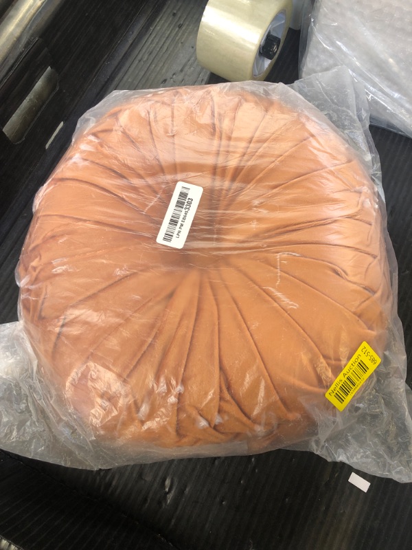 Photo 1 of BESPORTBLE Pleated Round Pillow Decorative Pumpkin Pillow Velvet Decoration Household Sofa Living Room Cushion Throw Pillow (Light Brown)