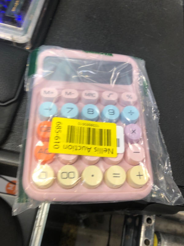 Photo 1 of DANRONG Mechanical Switch Calculator with Big Buttons, Calculators Desktop, 12 Digits, Large LCD Display, Desk Calculator, Cute Pink Calculators for Teachers Students Basic Office (Pink)