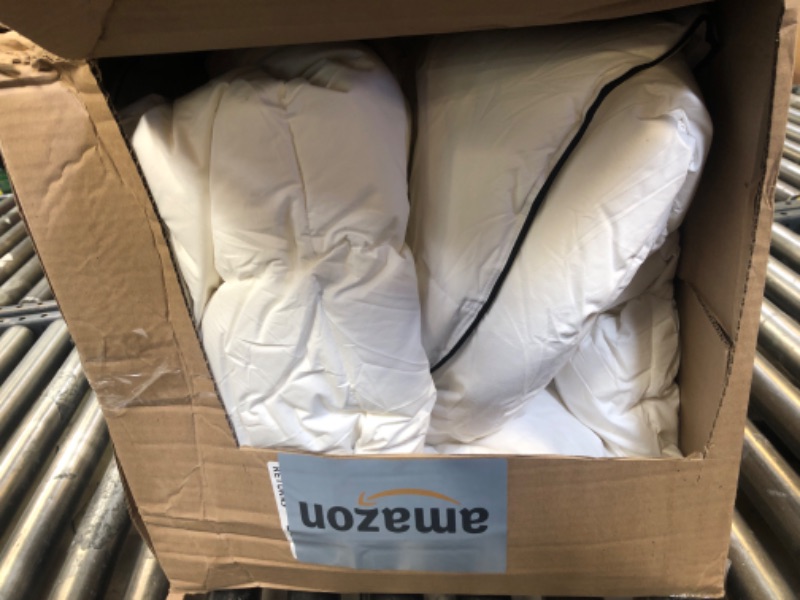 Photo 1 of HYVIF Super Luxury Lightweight Down Fiber Comforter Queen Size - High Fill Power Thin Duvet Cooling Bed Insert - Fluffy Hotel Collection Comforters - Ivory White Duvet - Queen 90x90