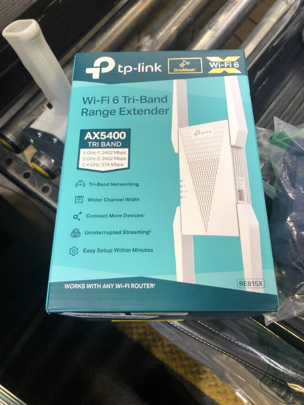 Photo 1 of TP-Link RE815X AX5400 WiFi 6 Range Extender w/Ethernet Port | 5.4 Gbps Tri-Band Wireless Repeater Amplifier | Up to 2800 Sq. Ft., 96 Devices | Internet Signal Booster | 160 MHz | APP Setup | OneMesh