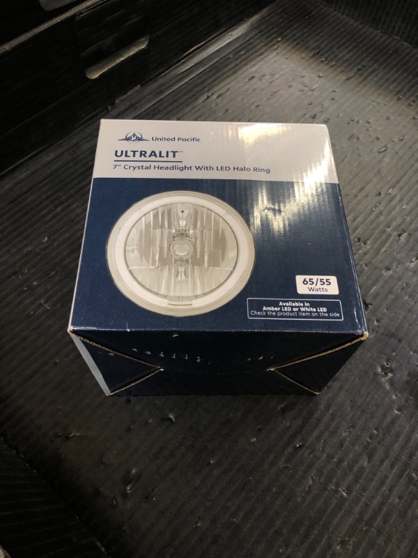 Photo 1 of United Pacific 31285 7" Crystal Headlight with White LED Halo Ring