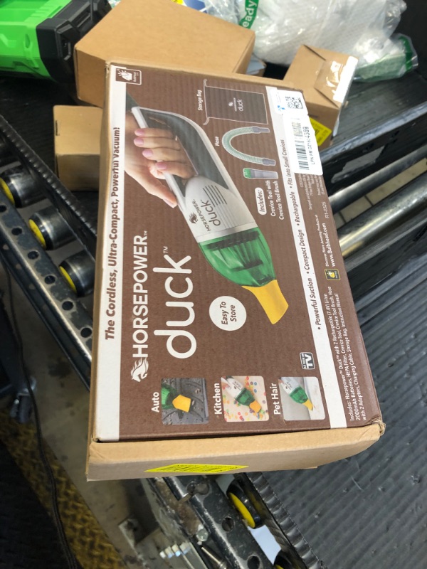 Photo 1 of Duck Compact Cordless Vacuum by Horsepower, Ultra-Powerful, Strong Suction, AS-SEEN-ON-TV, Easy To Store, Rechargeable. Home, Auto, Pet Hair, Fits In Tiny Crevices, Includes Hose, Crevice Tool & Brush