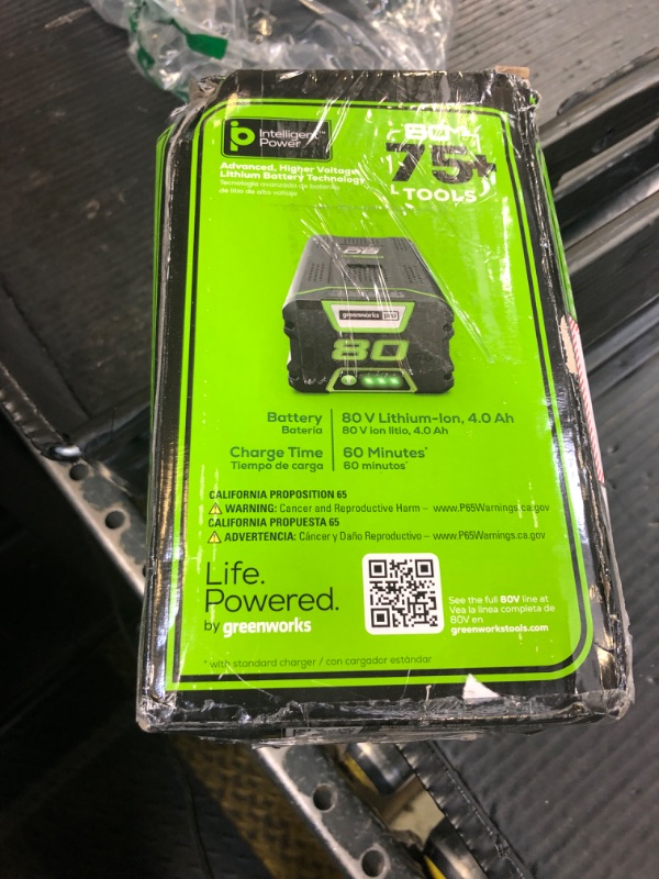 Photo 1 of Greenworks PRO 80V 4.0Ah Lithium-Ion Battery ((Genuine Greenworks Battery / 75+ Compatible Tools)