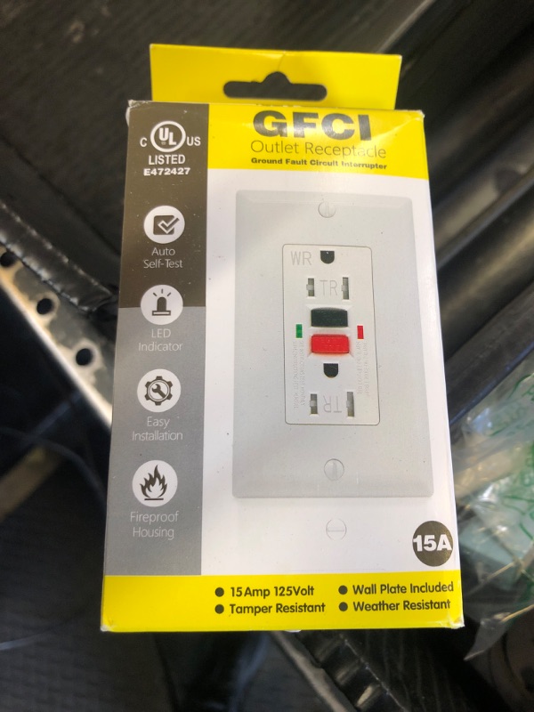 Photo 1 of ANKO GFCI Outlet 15 Amp, UL Listed, Self-Test GFI Receptacles, TamperResistant, Weather Resistant, LED Indicator, with Decor Wall Plates and Screws, Indoor or Outdoor Use