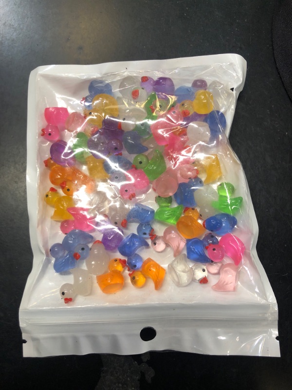 Photo 1 of Kuanfine 60 Pcs Tiny Duck Figures Glow in The Dark Mini Resin Duck Luminous Miniature Ducks Bead for Garden Landscape Aquarium Decoration(Luminous)