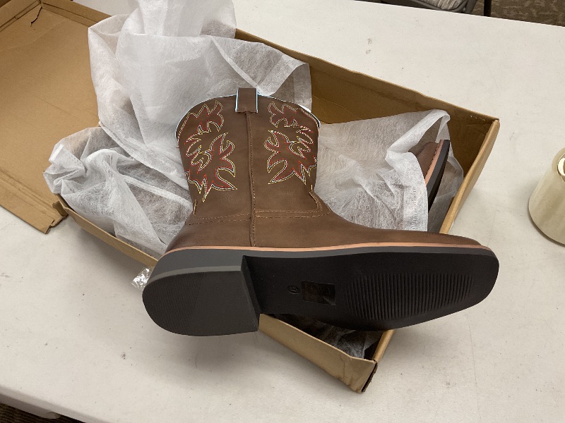 Photo 1 of SheSole Women's Mid Calf Square Toe Cowgirl Western Cowboy Boots Brown US Size 7