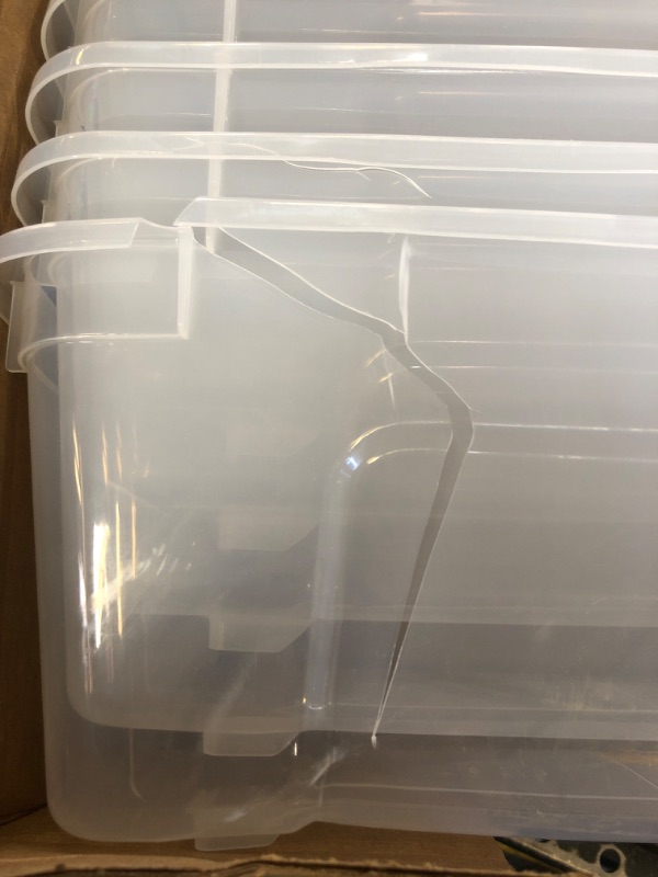 Photo 1 of IRIS USA 13 Qt Stackable Plastic Storage Bins with Lids, 6 Pack - BPA-Free, Made in USA - See-Through Organizing Solution, Latches, Durable Nestable Containers, Secure Pull Handle - Clear