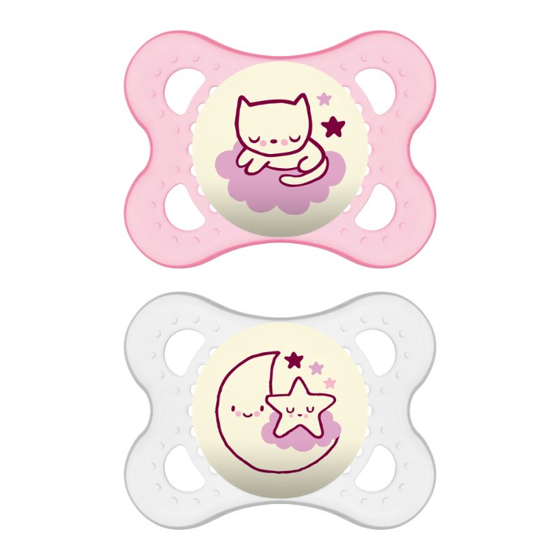 Photo 1 of MAM Glow in the Dark Night Pacifier 0-6m - 2pk - Pink
