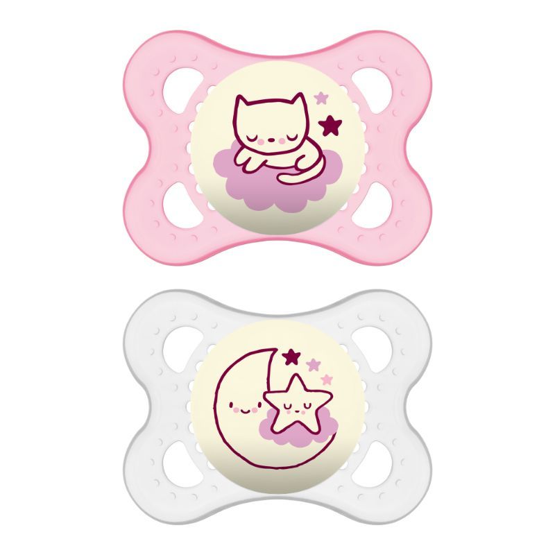 Photo 1 of MAM Glow in the Dark Night Pacifier 0-6m - 2pk - Pink
