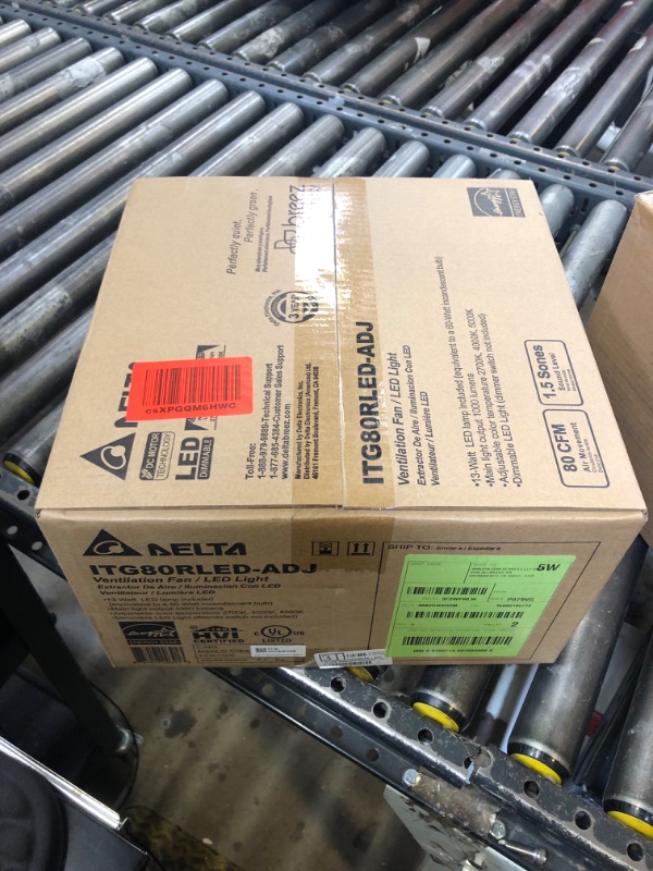 Photo 1 of Delta Electronics 80 CFM BreezIntegrity Exhaust Bath Fan with Adjustable Color Temperature Edge-lit LED Light