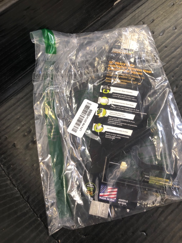 Photo 1 of Johnson Level & Tool 400EM-S Heavy Duty Professional Inch/Metric Metal Combination Square, 12", Silver, 1 Square