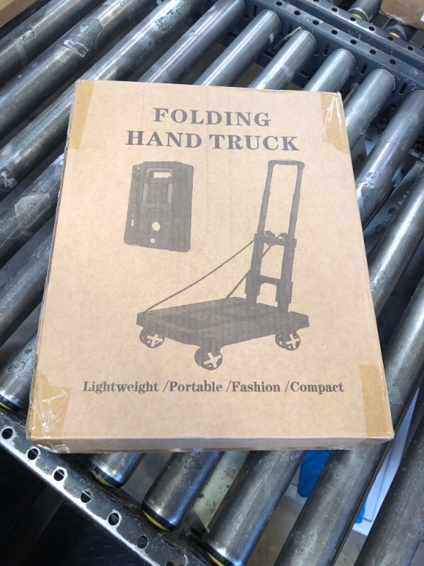 Photo 1 of GtIiFmTe Folding Hand Truck, Lightweight Hand Truck Dolly Foldable,Luggage cart with 4 Rotate Wheels, Utility Cart with Adjustable Handle,Collapsible Dolly for Moving Travel Shopping Airport Office