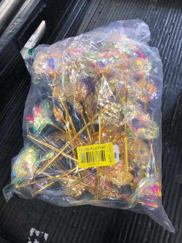 Photo 1 of 15 Pcs 24K Galaxy Rose Colorful Artificial Flowers Rainbow Rose Flower Forever Rose Best Gifts for Mother's Day Thanksgiving Valentine's Day Girl's Birthday Party, Gradient Color
