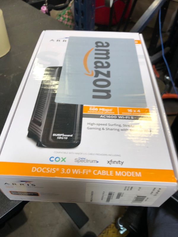 Photo 1 of ARRIS (SBG10) - Cable Modem Router Combo - DOCSIS 3.0 16 x 4 Gigabit & AC1600 WiFi, For Comcast Xfinity, Cox, check with ISP for compatibility [Not for Spectrum] 400 Mbps Max Internet Speeds