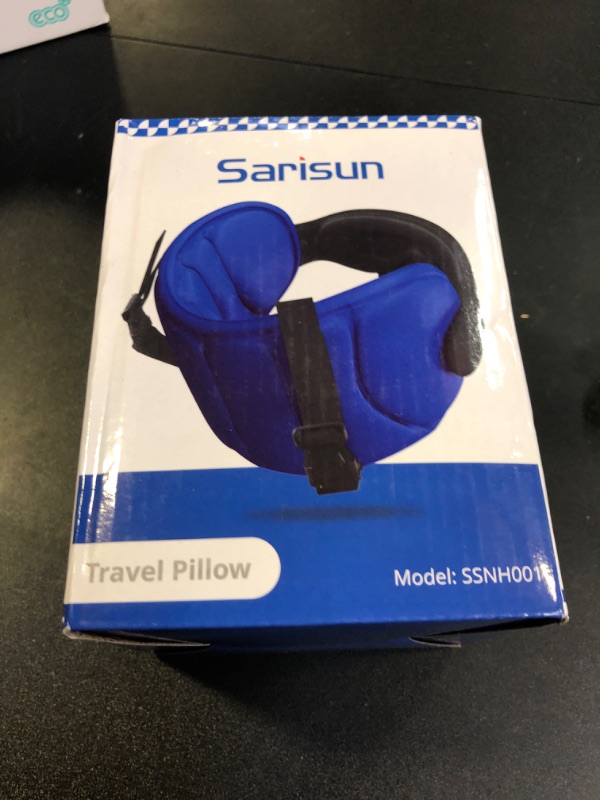 Photo 1 of SARISUN Airplane Pillow Combo with Chin Strap, Travel Pillows for Airplanes with Sleep Eye Mask, Plane Pillow for Long Flights, Car Road Trip, 360° Headrest, Stop Bobblehead, FSA HSA Eligible, Black