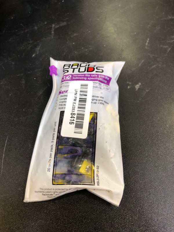 Photo 1 of Rackstuds - P20 Rack Mount II - Rack Screws for Server Rack Rails 19" Square Punched Vertical Rails, Perfect Cage Nut Replacement, Rack Nuts, Rack Studs Rack Mount Screws - Purple 3.2mm/0.126" 20-Pack