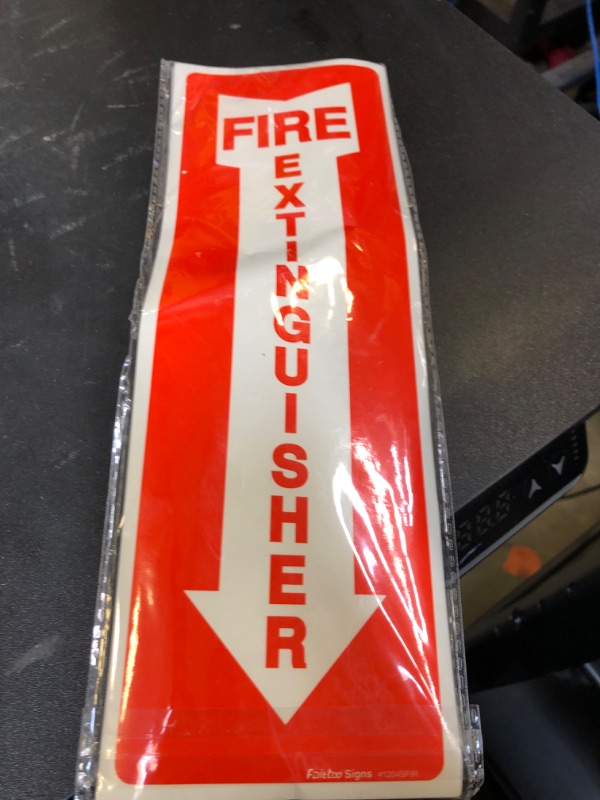Photo 1 of (12 Pack) Fire Extinguisher Sign, Safety Sticker Signs, 4x12 Inches, 6 Mil Vinyl Self Adhesive Durable Decal Stickers, Long Lasting, Weatherproof and UV Protected, Ideal for Home, Office or Boat
