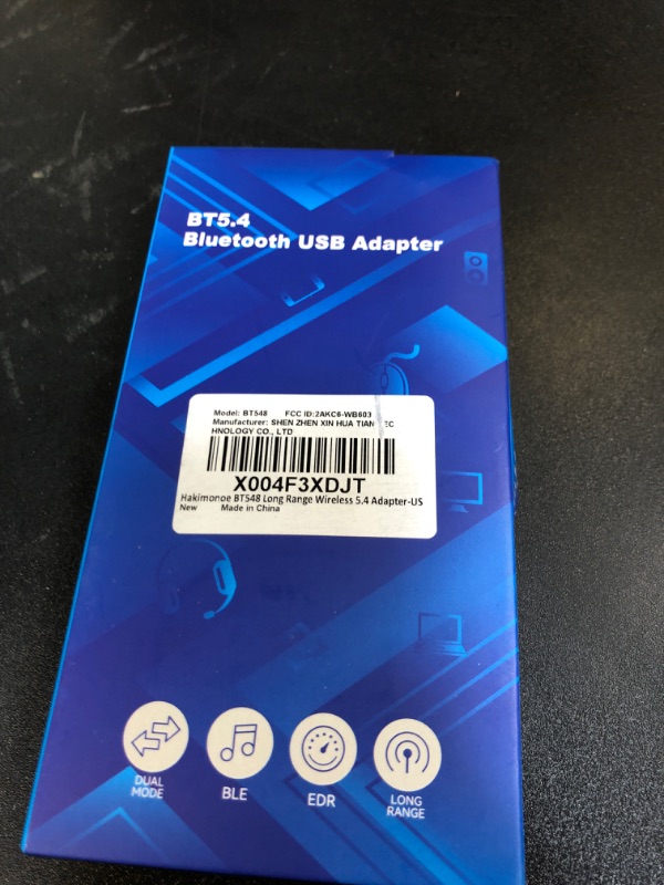 Photo 1 of Hakimonoe Long Range Bluetooth 5.4 Adapter for PC, Wireless USB Dongle w/ 5dBi Antenna for Laptop Desktop Windows 11 10 8.1 7, Plug n Play Bluetooth Headphones Headset Speaker Mouse Keyboard Printer