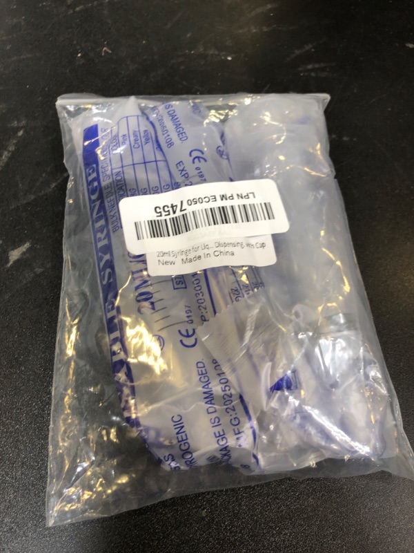 Photo 1 of 20ml Syringe for Liquid, Oral, Scientific Labs, Measurement, Dispensing, with Cap- 3 Pack 20ml Syringes