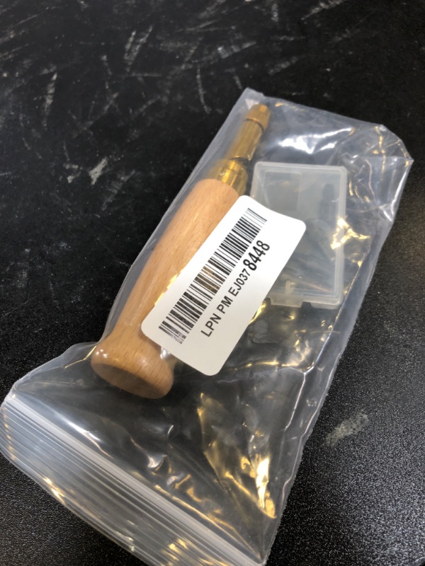 Photo 1 of TLKKUE Adjustable Leather Hole Punch Automatic Screw Hole Punch Tool with Wood Color Wooden Handle Bookbinding Tool Leather Hole Punch with 6 Tips Size 1.5mm/2mm/2.5mm/3mm/3.5mm/4mm