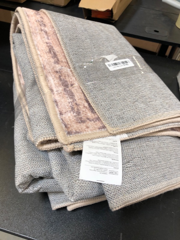 Photo 1 of NICETOWN 5x8 Area Rug, Ultra- Thin Brown Oriental Washable Rug for Living Room, 5'x 8' Carpet for Bedroom, Non-Slip Stain Resistant Foldable Large Carpet Pet & Kids Friendly for Dining Room