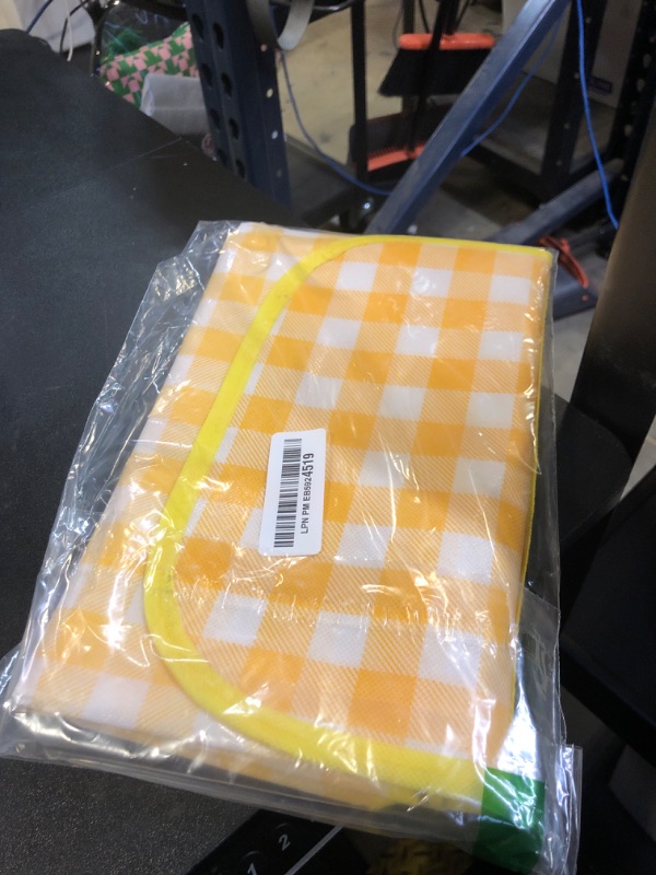 Photo 1 of HLCM Picnic Blanket - Folding Picnic Blanket- Outdoor Picnic Blanket, Soft Beach Blanket for Holiday Barbecues, Park Camping, Hikes and Concerts (Yellow Grid, 70in*70in)