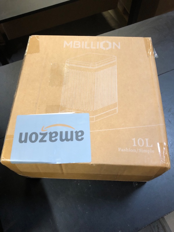 Photo 1 of Mbillion Bathroom Trash Can with Lid-Stainless Steel Step Slim Garbage Can-Metal Wastebasket-10L/2.6 Gallon Rectangle Pedal Trash Bin for Narrow Office, Kitchen, Bedroom, Toilet-Soft Close, White