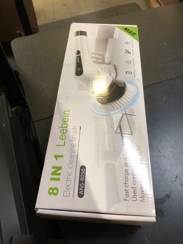 Photo 1 of Leebein Electric Spin Scrubber, Cordless Cleaning Brush with 8 Replaceable Brush Heads, Tub and Floor Tile 360 Power Scrubber Dual Speed with Adjustable & Detachable Handle for Bathroom Kitchen Car