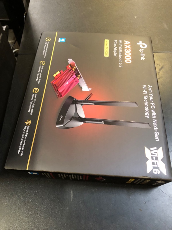 Photo 1 of TP-Link WiFi 6 AX3000 PCIe WiFi Card (Archer TX3000E), Up to 2400Mbps, Bluetooth 5.2, 802.11AX Dual Band Wireless Adapter with MU-MIMO,OFDMA,Ultra-Low Latency, Supports Windows 11, 10 (64bit) only