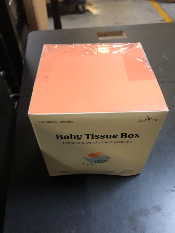 Photo 1 of Fun Baby Tissue Box with Stimulating Mirror For Endless Entertainment - Soft Montessori Toy w/ Crinkle Paper & Fabric Tissues - The Perfect Sensory Toy For Newborn/Infant Development From 6-12+ Months