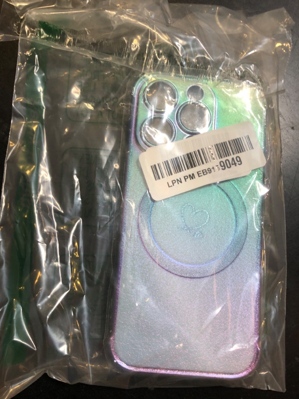 Photo 1 of ZTOFERA Magnetic Case for iPhone 16 Pro Case 6.3",Cute Luxruy Iridescent Case with Love Hearts Pattern, Plating Edge Camera Lens Protection Shockproof Phone Case for Women Girls,Blue