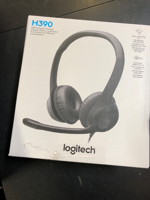 Photo 1 of Logitech H390 Gaming Headphones, Wired Headphones with Mic, USB Headset with Microphone for PC, Noise Cancelling Microphone for Video Meetings, Music, Gaming - Black