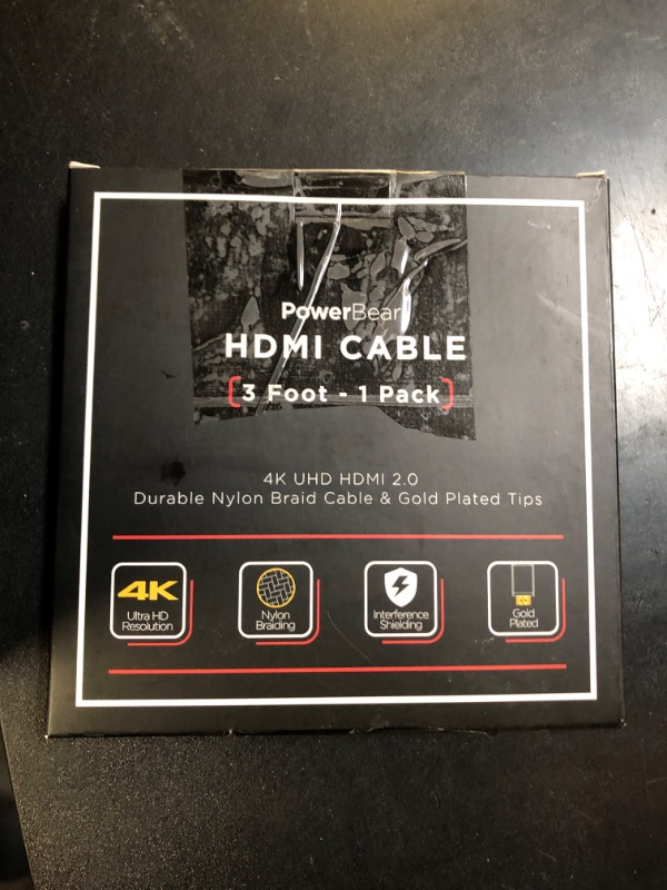 Photo 1 of PowerBear 4K HDMI Cable 3 ft | High Speed Hdmi Cables, Braided Nylon & Gold Connectors, 4K @ 60Hz, Ultra HD, 2K, 1080P, ARC & CL3 Rated | for Laptop, Monitor, PS5, PS4, Xbox One, Fire TV, & More