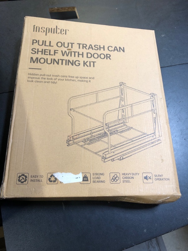 Photo 1 of Insputer Pull Out Trash Can Under Cabinet with Soft-Close Slides, Heavy Duty Under Sink Trash Can Kit for Kitchen, Garbage Can Not Included, Requires Minimum Cabinets Opening 12" W X 18" D