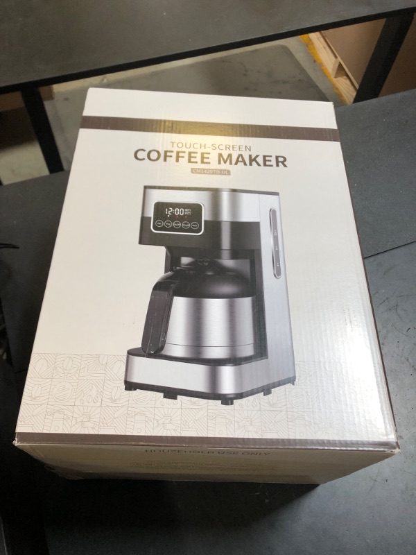 Photo 1 of SHARDOR Programmable Coffee Maker with Thermal Carafe, Drip Coffee Machine with Timer, 8-Cup Coffee Pot with Pause & Serve, Regular & Strong Brew, Auto Shut Off, Touch-Screen, Black & Stainless Steel