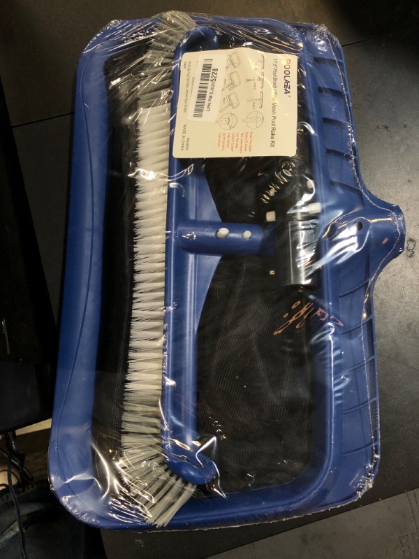 Photo 1 of Fine Mesh Pool Net & Brush Head Combo - Sturdy Skimmer with 17.5" Professional Brushes for Pool Wall Cleaning