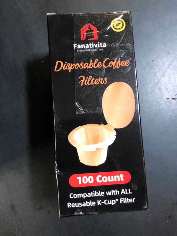 Photo 1 of 100 Count Fanativita K Cup Filters Disposable with Genius Lid Design, Fit All Reusable K Cups for Keurig (Unbleached)